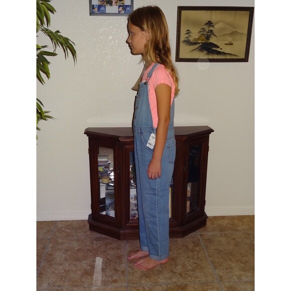 OSHKOSH B'GOSH Overalls Denim Pants Girl Youth Size 6X Blue Cropped Capri Length - Picture 4 of 8